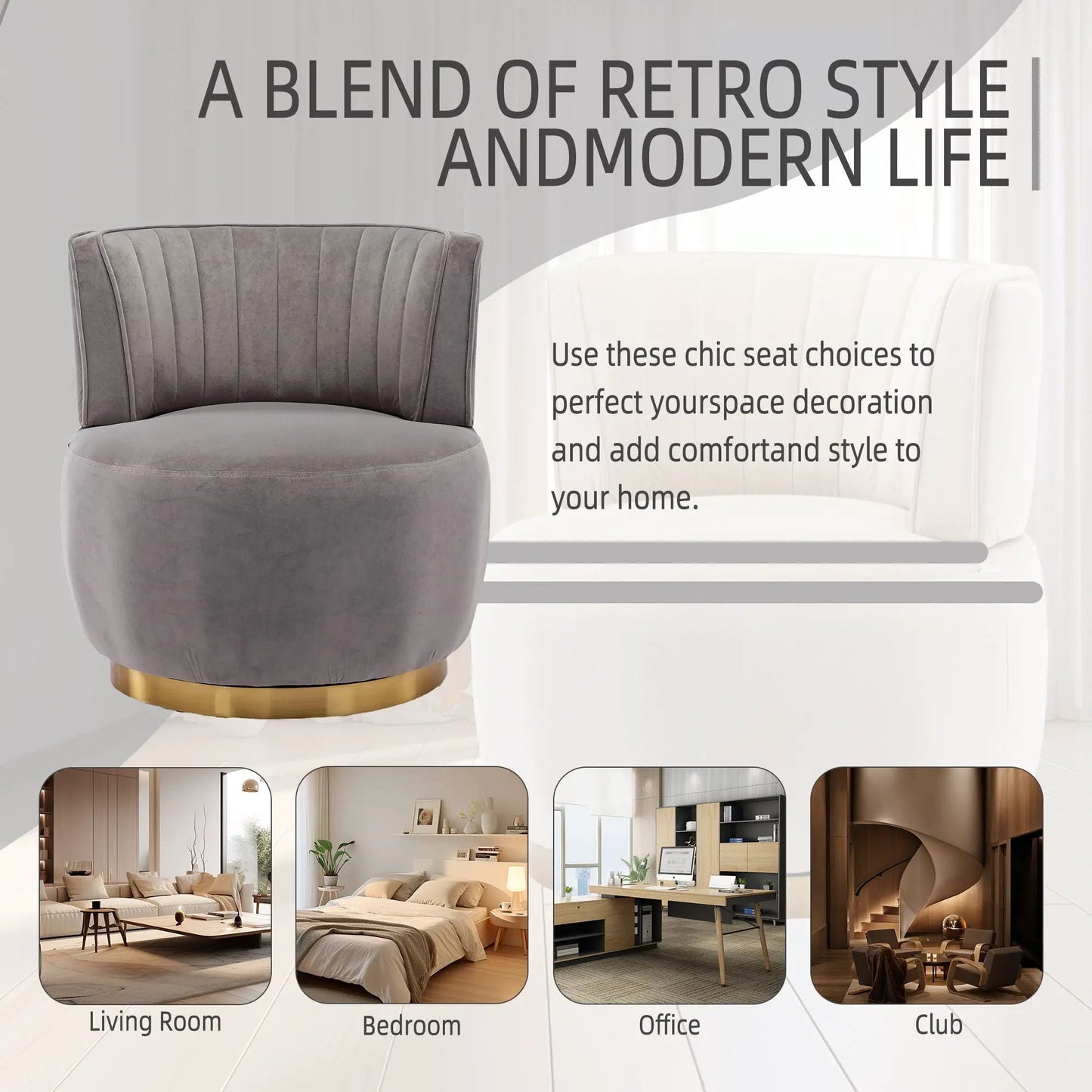 360 Degree Swivel Cuddle Barrel Accent Sofa Chair