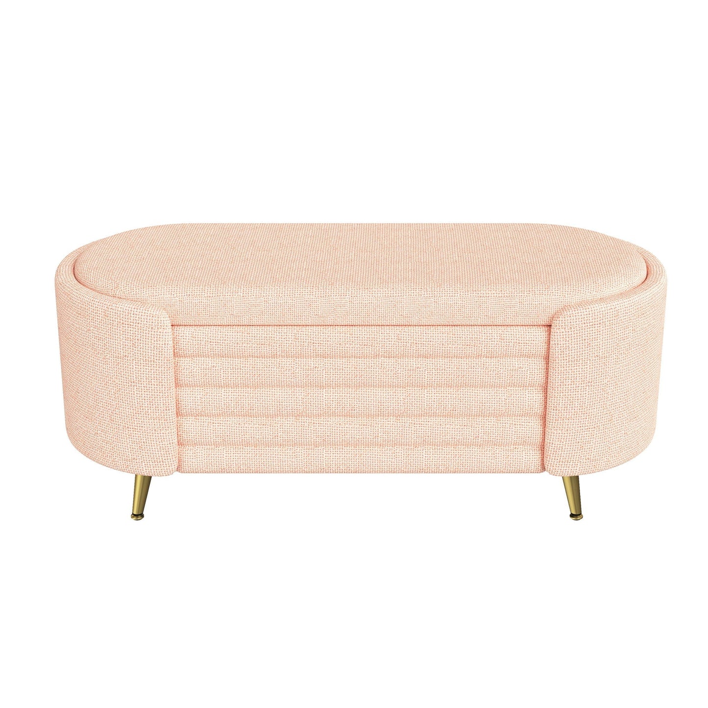 Contemporary Oval Upholstered Storage Ottoman