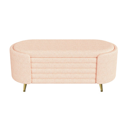 Contemporary Oval Upholstered Storage Ottoman