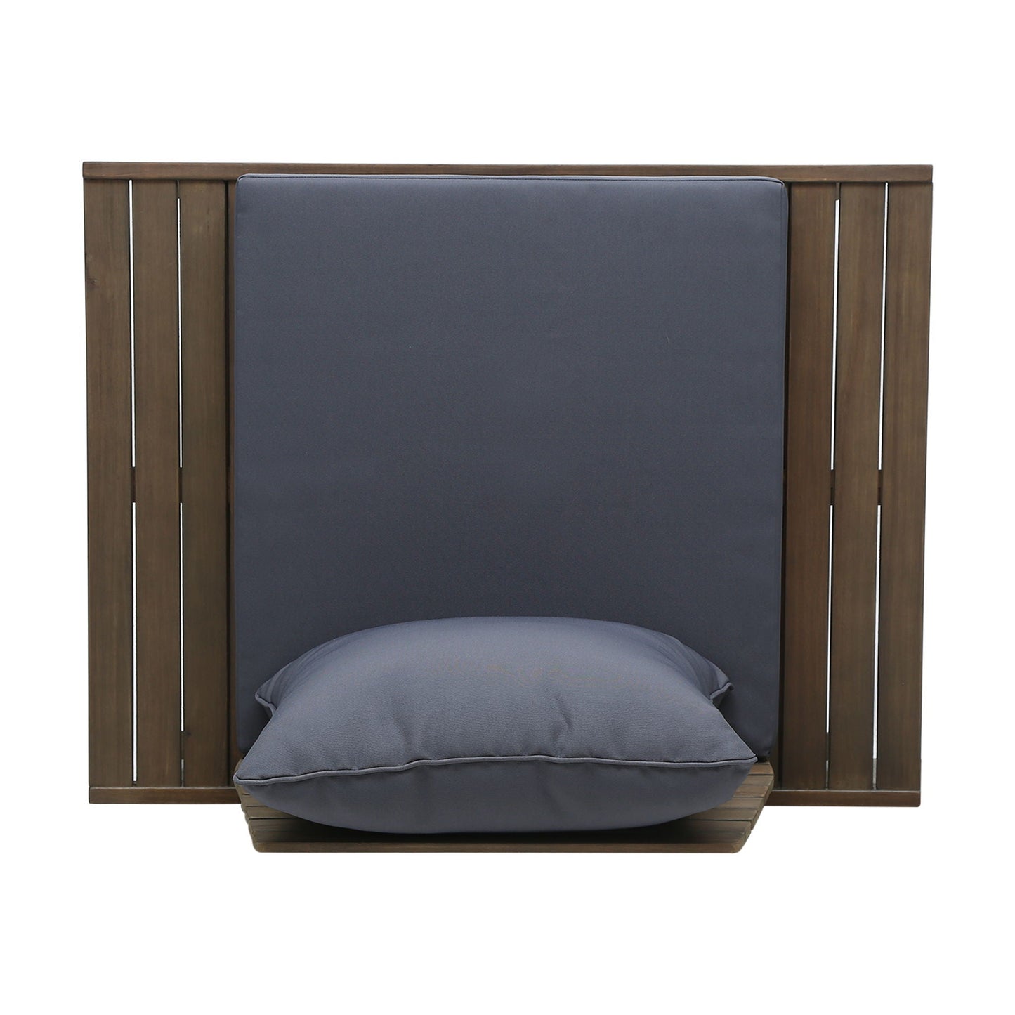 Sedona Outdoor Club Chair armless with slatted wood and gray cushions by HouseOfZazla on Tampa Home & Garden Store