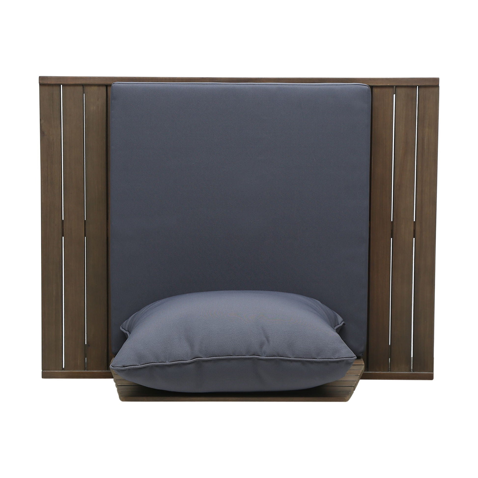 Sedona Outdoor Club Chair armless with slatted wood and gray cushions by HouseOfZazla on Tampa Home & Garden Store