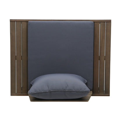 Sedona Outdoor Club Chair armless with slatted wood and gray cushions by HouseOfZazla on Tampa Home & Garden Store