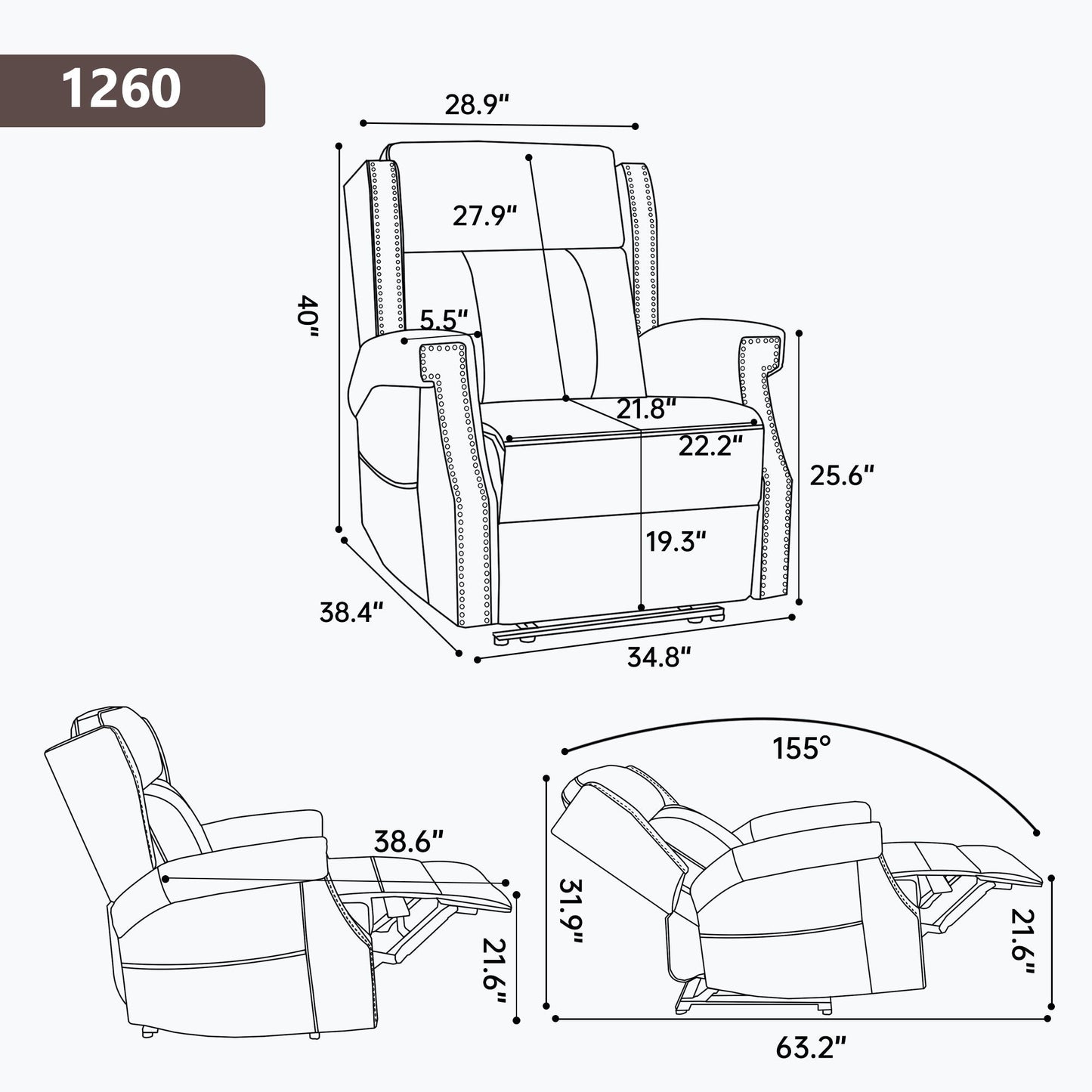 Manual Recliner With Vibrations and Heat