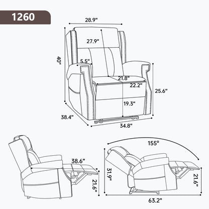 Manual Recliner With Vibrations and Heat