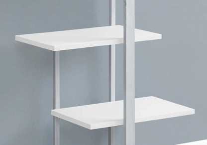 White metal etagere bookshelf with slim vertical supports and flat rectangular shelves on Tampa Home & Garden Store