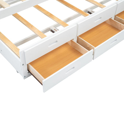 Full-size white platform bed with built-in drawers and exposed wood slats on Tampa Home & Garden Store
