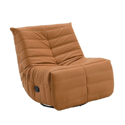 Glider Recliner Chair With Swivel, caramel brown faux leather, quilted cushions on Tampa Home & Garden Store