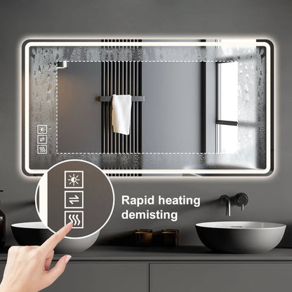 Bathroom Mirror with Front Lights and Anti Fog