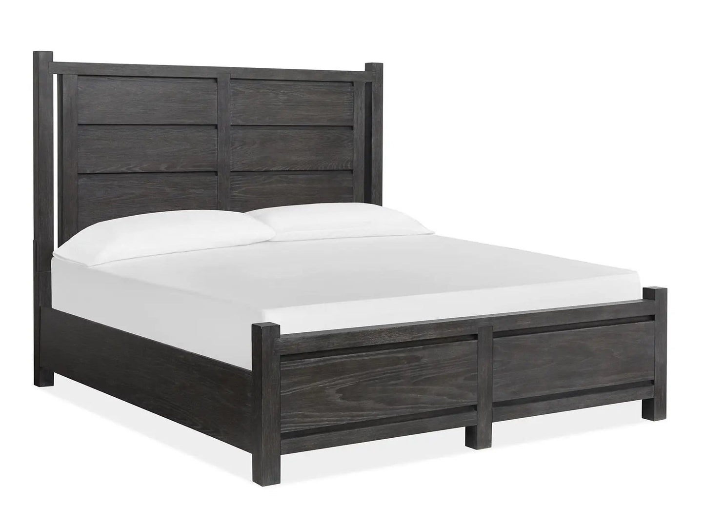 Plum Creek Panel Bed Unique Piece Furniture dark charcoal wood with paneled headboard on Tampa Home & Garden Store