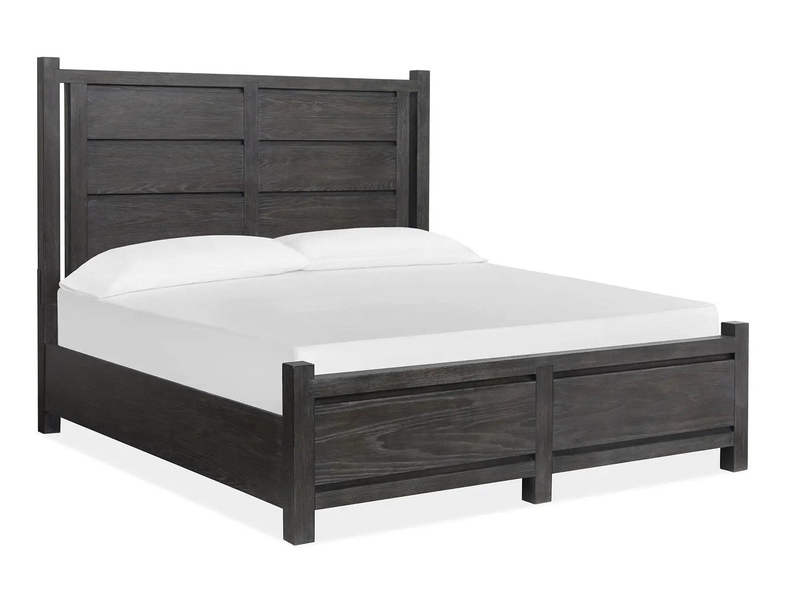 Plum Creek Panel Bed Unique Piece Furniture dark charcoal wood with paneled headboard on Tampa Home & Garden Store