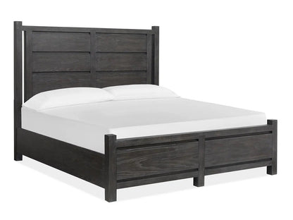 Plum Creek Panel Bed Unique Piece Furniture dark charcoal wood with paneled headboard on Tampa Home & Garden Store