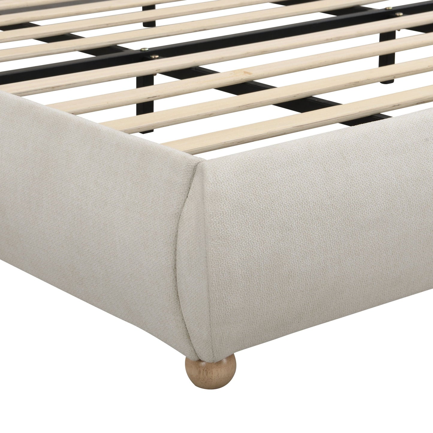 Upholstered Platform Bed with Curved Headboard