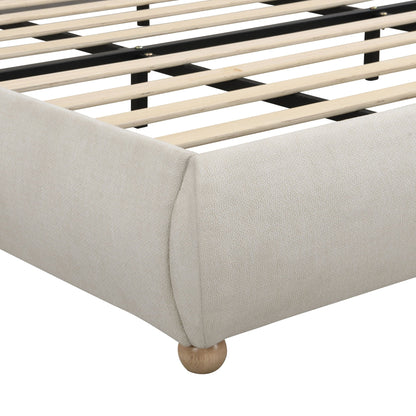 Upholstered Platform Bed with Curved Headboard
