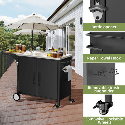 Outdoor Stainless Steel Grill Table and Sink
