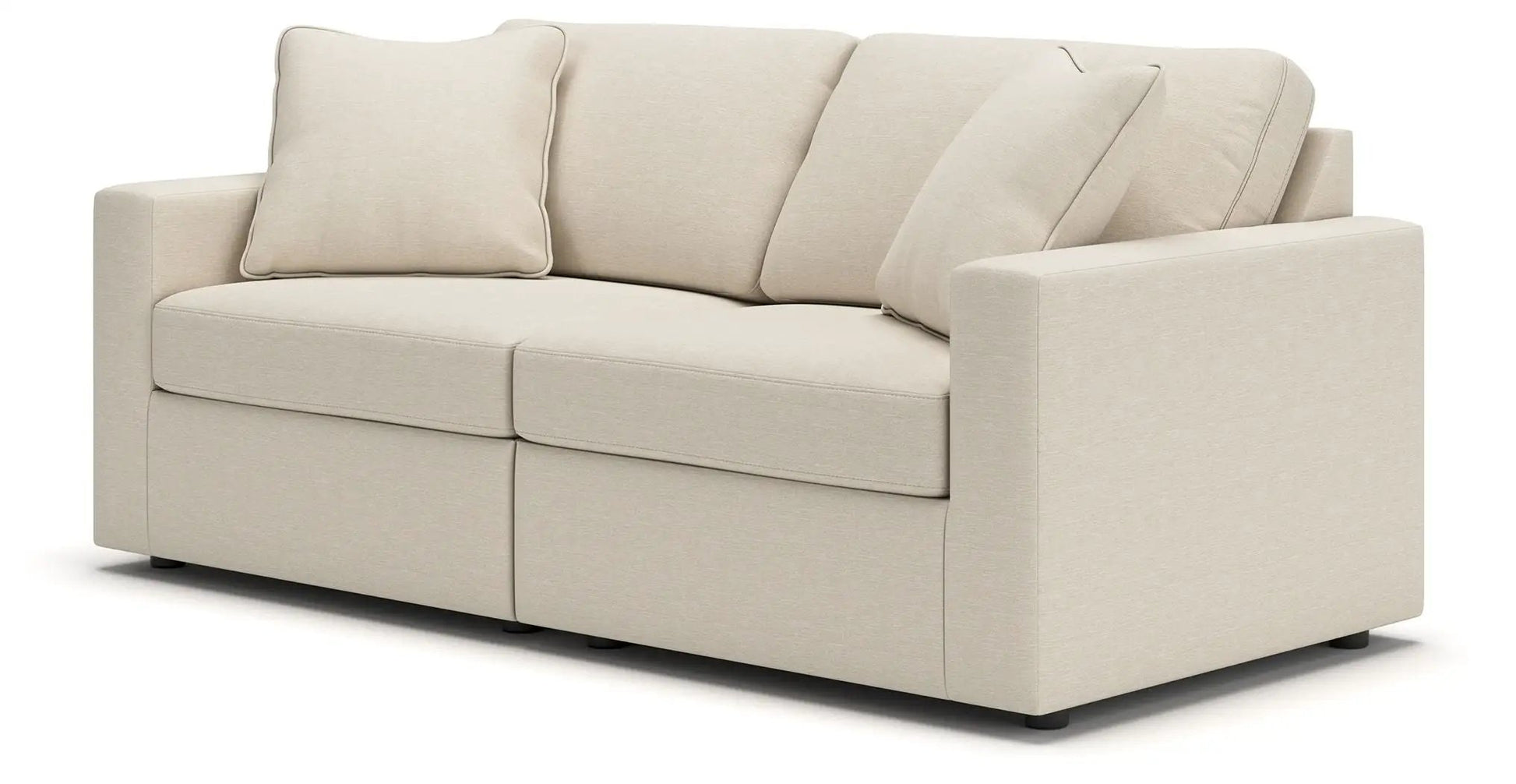 Modmax Sectional Oyster beige sofa with plush back cushions and square arms on Tampa Home & Garden Store