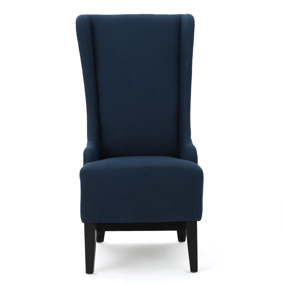 Upholstered dining chair blue high-back with birch wood legs on Tampa Home & Garden Store