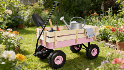 All Terrain Outdoor Wagon and Wood Railing