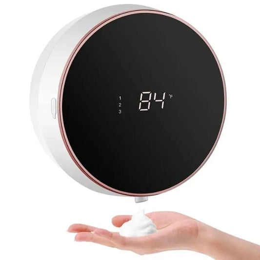 Soap Dispenser Touchless Automatic round wall-mount with black front and rose-gold trim on Tampa Home & Garden Store