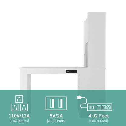 L-shaped office desk with charger, bookshelf with drawers and LED lights, and corner gaming computer desk with storage space - Tampa Home & Garden Store