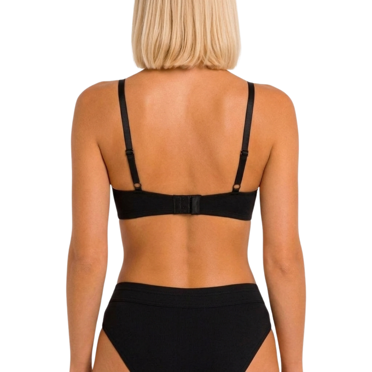 Wireless plunge bralette black organic cotton with adjustable straps and back hook closure on Tampa Home & Garden Store