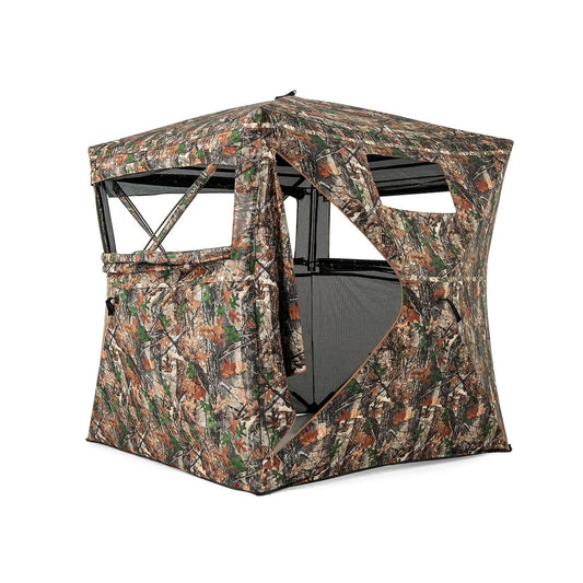 82 Inch camouflage hunting blind ground tent with 270° see-through mesh windows on Tampa Home & Garden Store