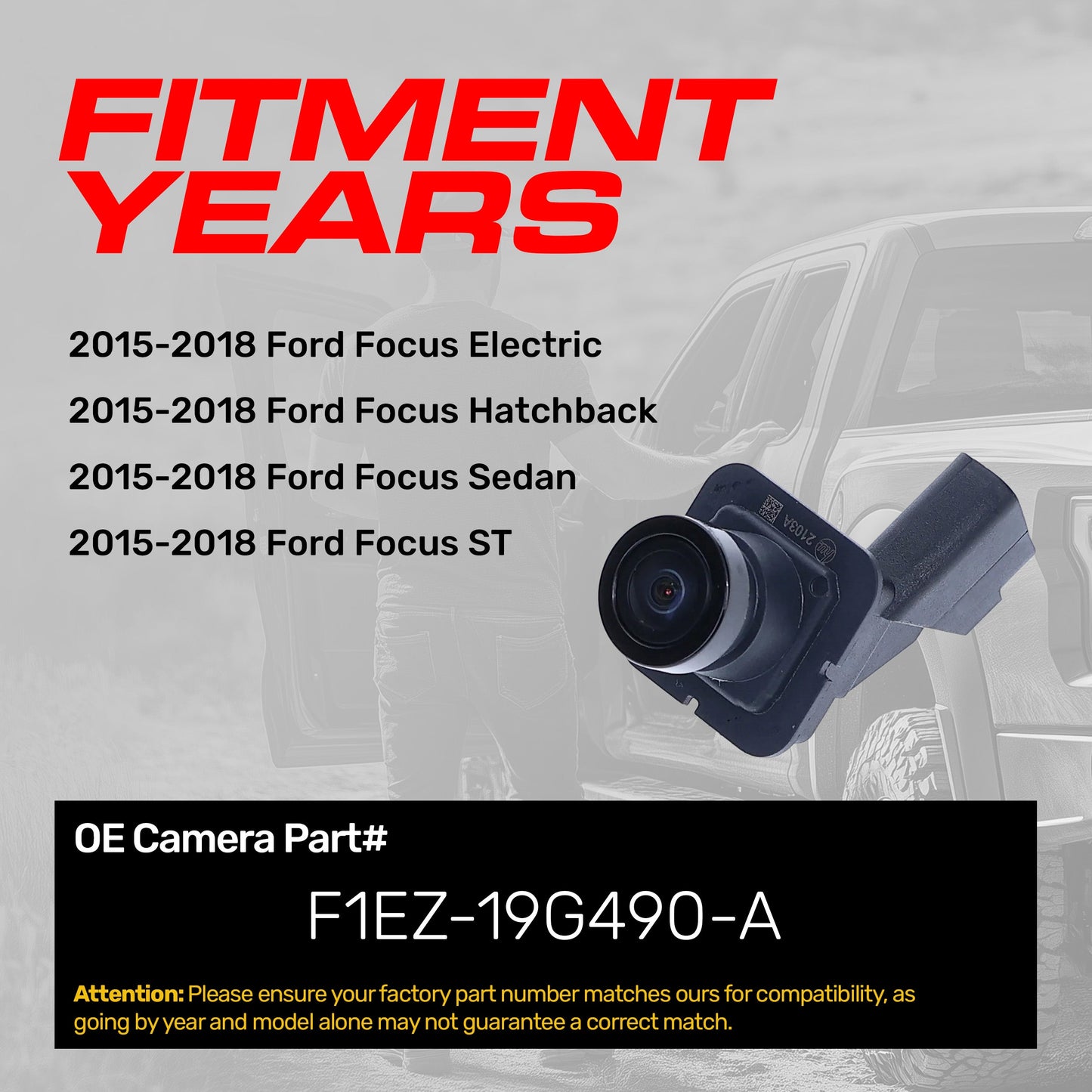 Backup camera for Focus ST 2015-2018, Master Tailgaters, part F1EZ-19G490-A on Tampa Home & Garden Store