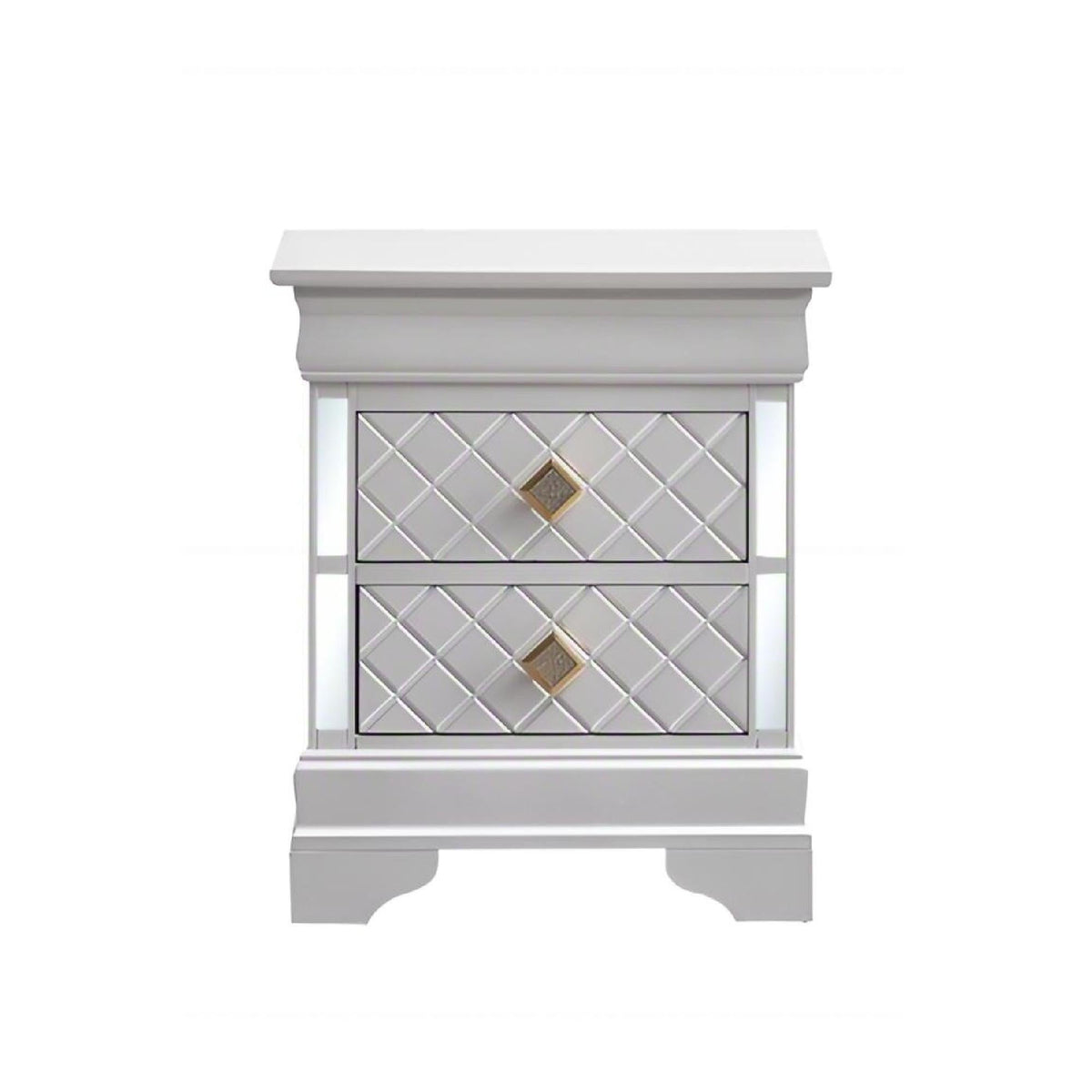 Verona Nightstand pearl silver mirrored front, modern design HouseOfZazla accent nightstand on Tampa Home & Garden Store
