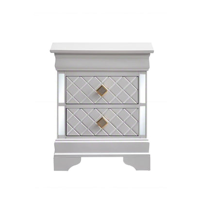 Verona Nightstand pearl silver mirrored front, modern design HouseOfZazla accent nightstand on Tampa Home & Garden Store