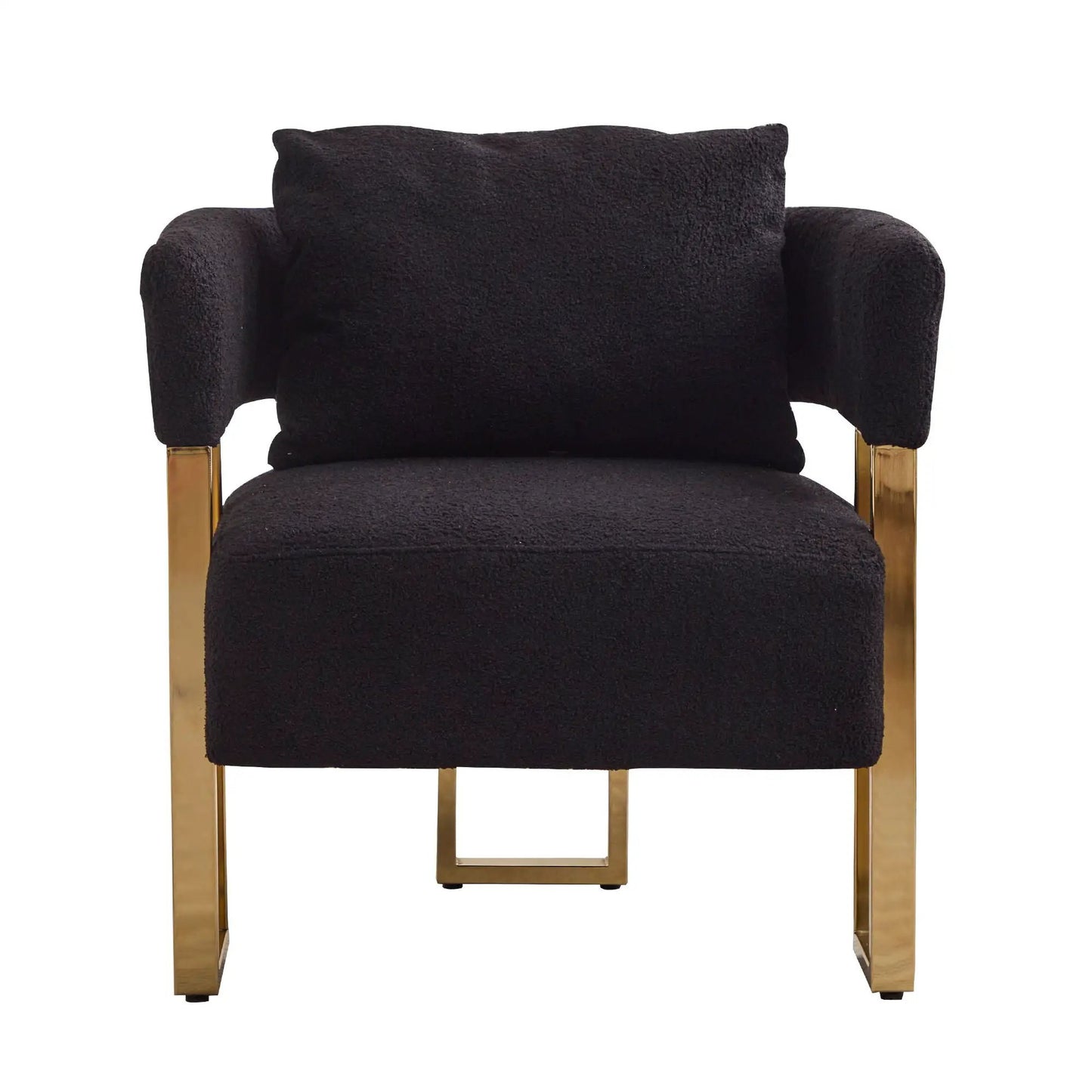 Modern teddy fleece upholstered chair with gold metal legs on Tampa Home & Garden Store