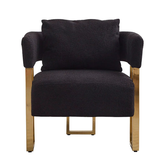 Modern teddy fleece upholstered chair with gold metal legs on Tampa Home & Garden Store