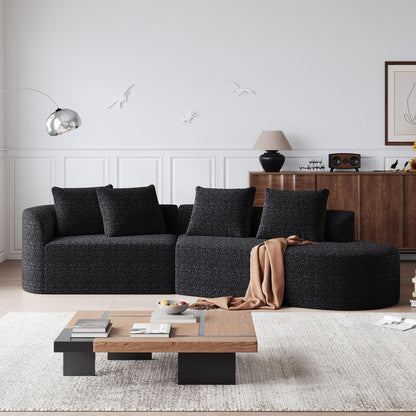 Chenille Sectional Sofa and Soft Throw Pillows