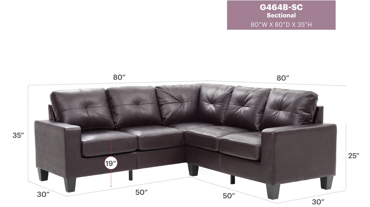 Newbury Sectional Sofa with Pocket Coil Cushions, brown leather, L-shaped by HouseOfZazla on Tampa Home & Garden Store