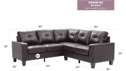 Newbury Sectional Sofa with Pocket Coil Cushions, brown leather, L-shaped by HouseOfZazla on Tampa Home & Garden Store