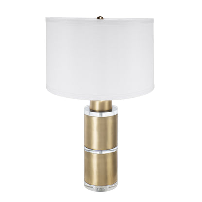 HouseOfZazla D15x25.5 table lamp with white fabric shade and brass-gold base on Tampa Home & Garden Store