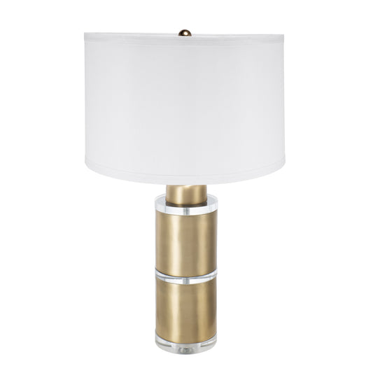 HouseOfZazla D15x25.5 table lamp with white fabric shade and brass-gold base on Tampa Home & Garden Store