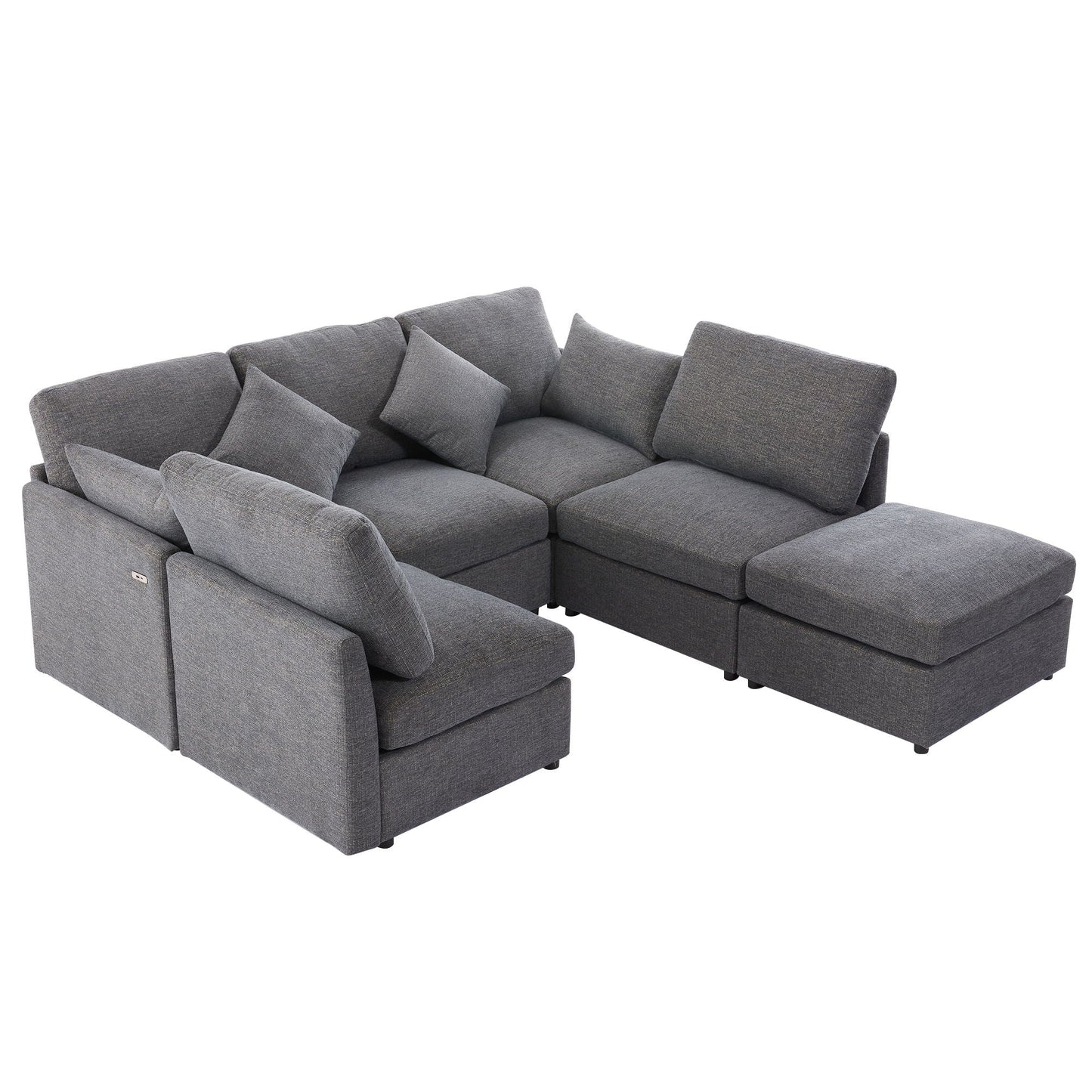 Sectional sofa modular U-shaped with ottoman and USB ports, 2pc set HouseOfZazla on Tampa Home & Garden Store