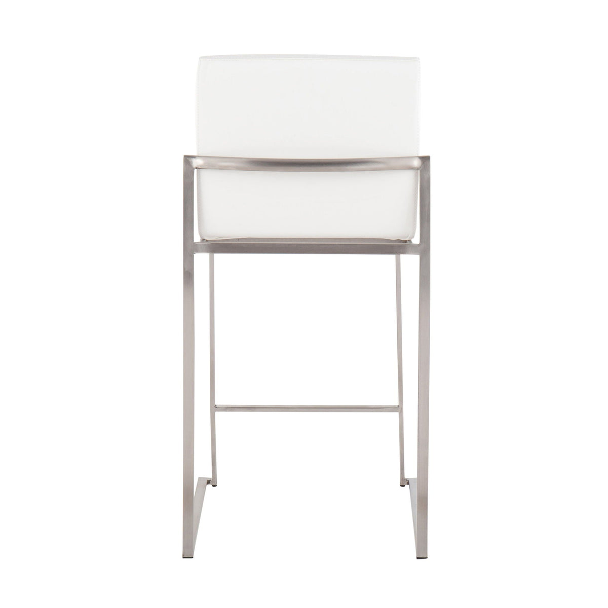 Counter stool with padded white backrest and brushed metal frame HouseOfZazla on Tampa Home & Garden Store