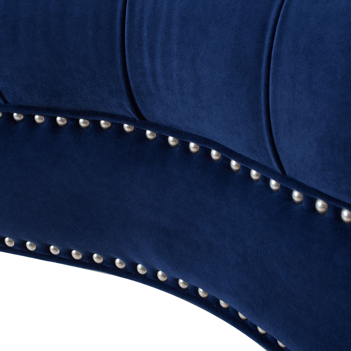 HouseOfZazla Victorian tufted velvet accent chair in navy blue with silver nailhead trim on Tampa Home & Garden Store