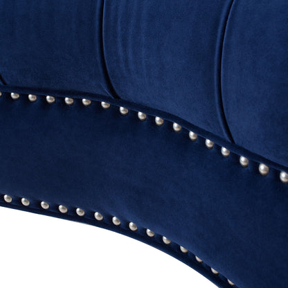 HouseOfZazla Victorian tufted velvet accent chair in navy blue with silver nailhead trim on Tampa Home & Garden Store