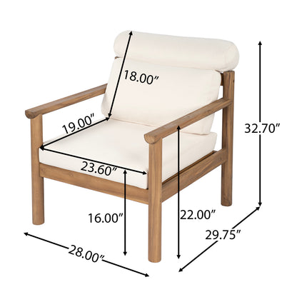 Acacia Wood Patio Chair and Outdoor Cushion Set