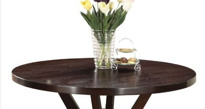 Drake 5 Piece Dining Room Set round espresso dining table with tulip vase centerpiece on Tampa Home & Garden Store