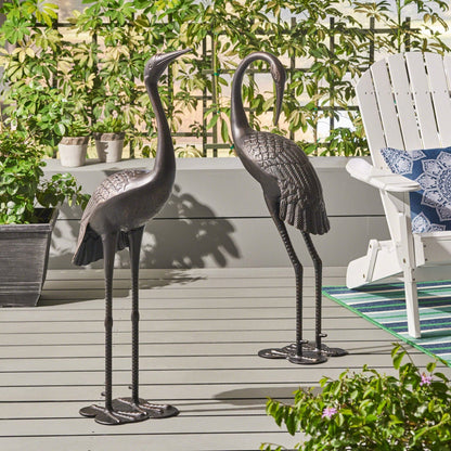 Cranes outdoor decor accessories: two black metal crane statues by HouseOfZazla on Tampa Home & Garden Store