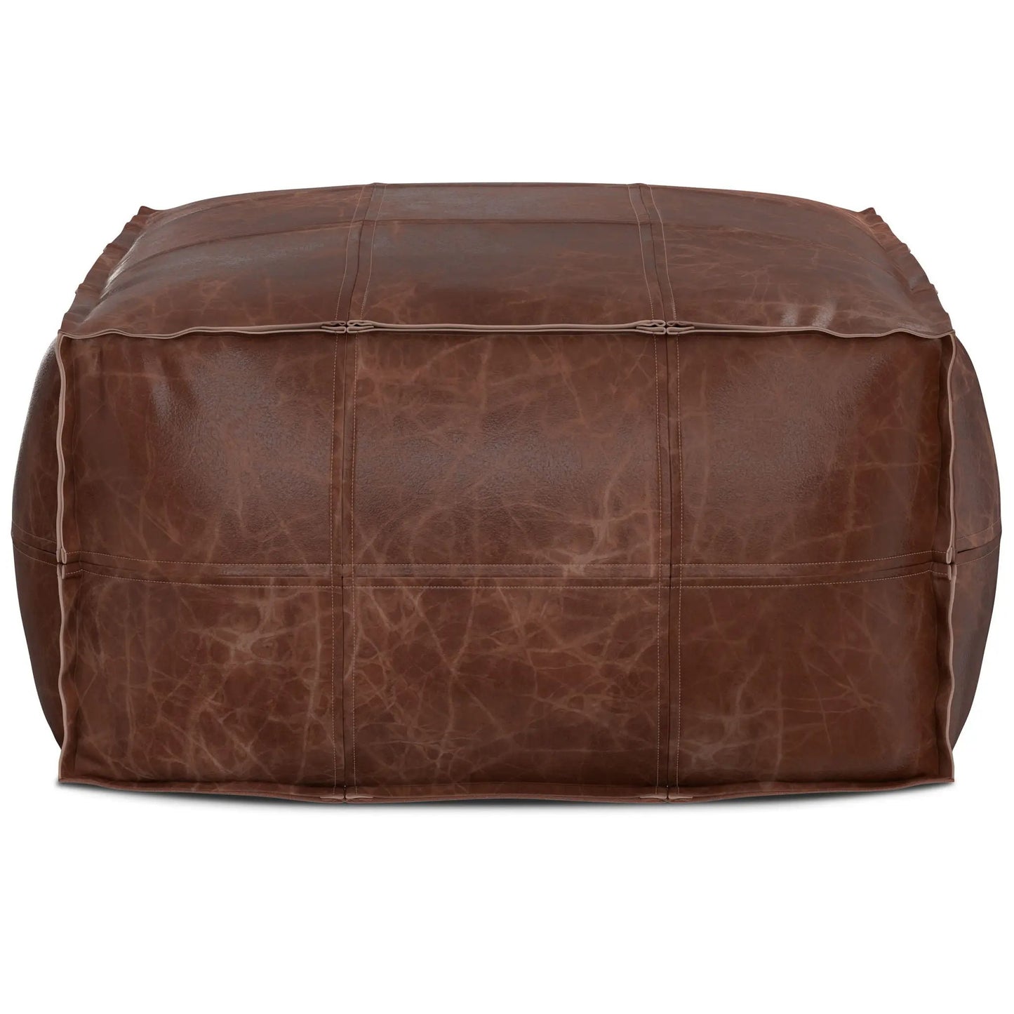 Sheffield Handcrafted Square Buffalo Leather Pouf