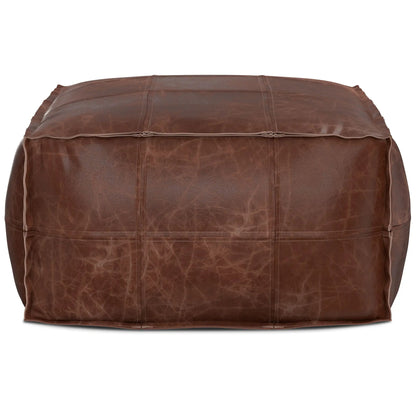 Sheffield Handcrafted Square Buffalo Leather Pouf