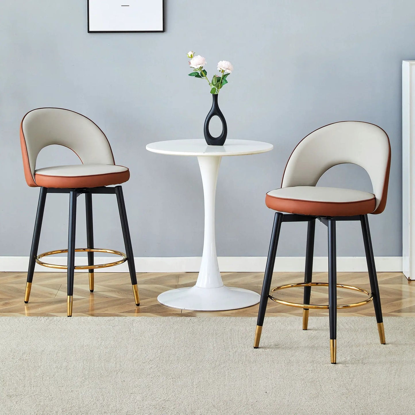 Upholstered Rotatable Bar Chair with Metal Legs