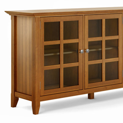 Acadian - Wide Storage Cabinet Handcrafted, oak finish with glass doors HouseOfZazla on Tampa Home & Garden Store