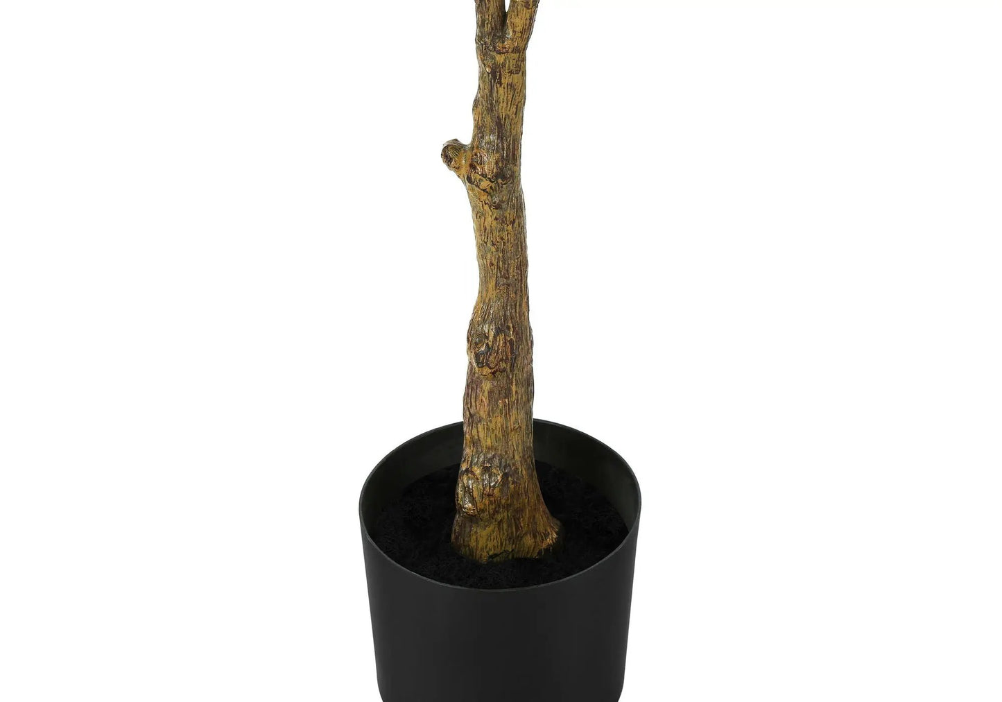Rubber tree artificial plant 52in tall in black planter with textured brown trunk on Tampa Home & Garden Store