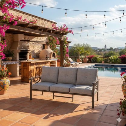 Modern Patio Sofa with Steel Frame and Cushions
