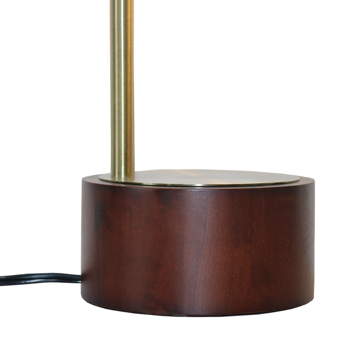 Luxeray globe arched table lamp base in bronze with dark wood pedestal and brass stem on Tampa Home & Garden Store