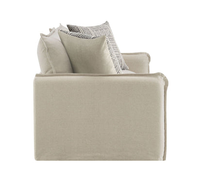 Classic Beige Linen Sofa and Toss Pillows